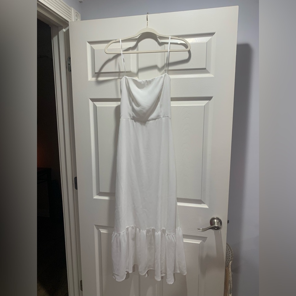 Klesis White Maxi Dress with Spaghetti Straps NWT